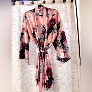 Cacique Pink and Black Floral Robe